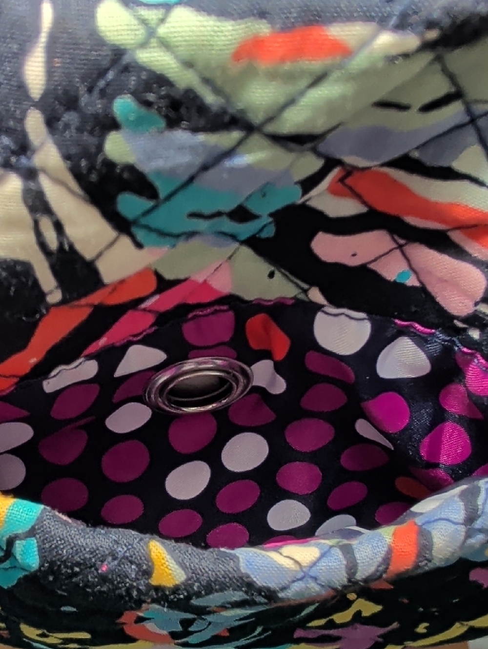 Vera Bradley Triple Zip Hipster Quilted Crossbody Bag Black Butterfly Print - Picture 9 of 9